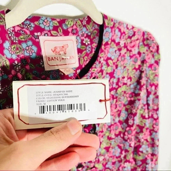 NEW Banjanan Jennifer Shirt Hedgehog Boysenberry Floral Bohemian Cottagecore - Picture 5 of 8